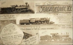 Schnectady NY Evolution of Locomotive RR Train 1908 Real Photo Postcard