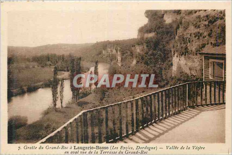 Old Post Grotte du Grand Roc card Laugerie Lower Les Eyzies Dordogne Valley o...