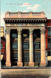 Vintage 1907 Postcard Bank of Toronto Winnipeg Manitoba Addressed