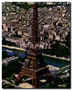 Postcard Modern Colors and light of France Flying over Paris Eiffel Tower