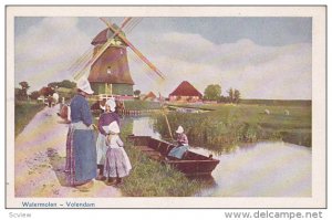 Windmill, Dutch Woman & Children, Watermolen, Volendam (North Holland), Nethe...