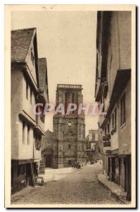 Old Postcard Brittany Finistere Morlaix La Rue Basse and the Church St Mathieu