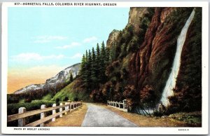 Horsetail Falls Columbia River Highway Oregon OR Cliff Waterfalls Postcard