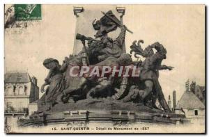 Old Postcard Saint Quentin 1557 Monument Detail