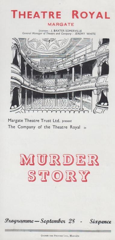 Murder Story Ludovic Kennedy Rare Theatre Royal Margate Kent Programme