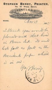 Stephen Berry Printer No. 37 Plum Street 1885 Advertising Postcard