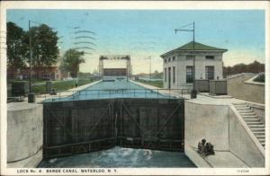 Waterloo NY Lock 4 Barge Canal c1920 Postcard