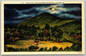 Clayton Georgia 1940s Postcard Moonlight Over Screamer Mountain