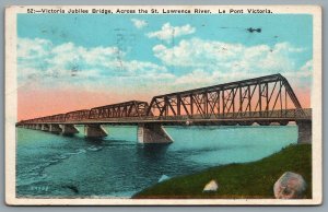 Postcard Montreal Quebec c1923 Victoria Jubilee Bridge Across St Lawrence River