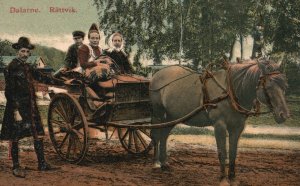 Vintage Postcard Dalarne Horse Carriage Family Transportation Rattvik Sweden