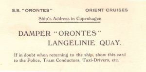 SS Orontes Ship Copenhagen Police Taxi Transport 1930s Pass Card