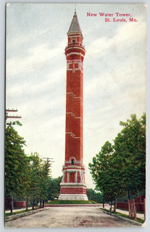 St Louis Missouri~New Pencil-Shaped Water Tower~Dear Sadie Wolfheim~c1910 PC 