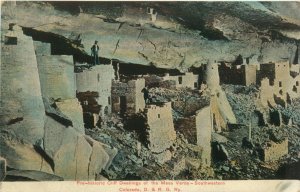 Pre-historic Cliff Dwellings of the Mesa Verde - Southwestern CO Vtg Postcard