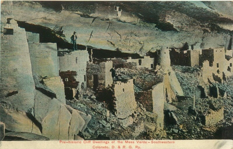 Pre-historic Cliff Dwellings of the Mesa Verde - Southwestern CO Vtg Postcard