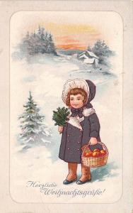 BG8409 girl child fir branch  weihnachten christmas greetings germany