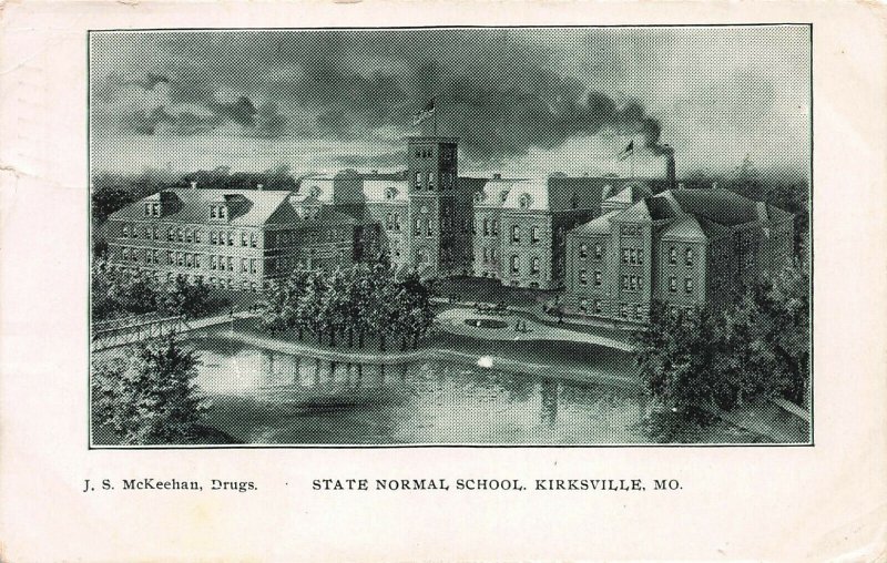 State Normal School, Kirksville, Missouri, Early Postcard, Used in 1907