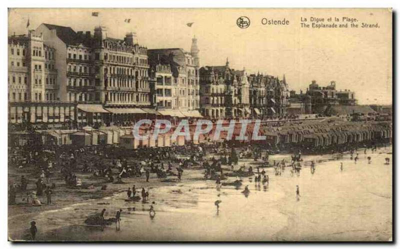 Old Postcard Ostend Beach and La Digue