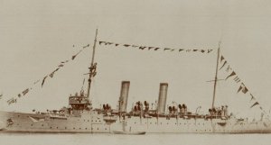 RPPC Photo WWI British Royal Navy HMS Charybdis Battlecruiser