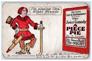 c1905 Piece Pie Comedy Theater Claw & Tackhammer Ontario Canada Antique Postcard