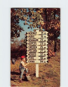 Postcard Signpost deep in the heart of Maine