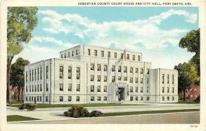 Vintage Linen Postcard; Sebastian County Court House & City Hall, Fort Smith AR