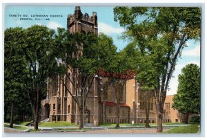 1948 Trinity Ev Lutheran Church Street View Peoria Illinois IL Vintage Postcard 