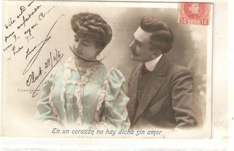 Couple. Romance Nice old vintage French postcard