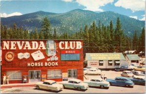 Postcard NV State Line Lake Tahoe Nevada Club by Clyde Bud Beecher casino cars