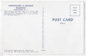 Middletown And Orange Railroad Steam Passenger Train NY Empire Museum Postcard