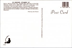 Postcard ship S.S. Badger - Steamer 43 - Lake Michigan Car ferry Service