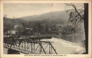 Hartford Vermont VT Iron Bridge and Dam Vintage Postcard