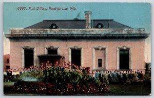 Fond Du Lac Wisconsin~Post Office Bldg Exterior View~PM 1913~Acmegraph Postcard