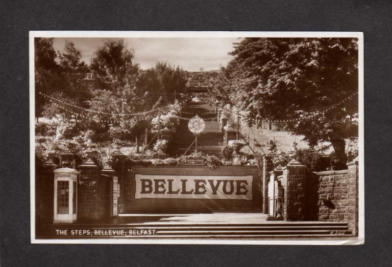 Ireland UK Belfast Bellevue Steps Entrance Irish Real Photo RPPC Postcard