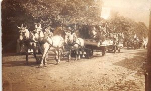 Parade Scene Horse Drawn Parade Floats Celebration Real Photo Postcard AA68617