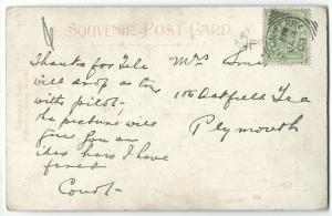 A Welsh Romance, Romantic PPC, 1908 Sutton Ferry Squared Circle PMK to Plymouth