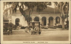 Daytona FL Palmetto Club c1920s Cars in Front Postcard