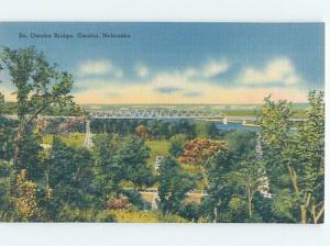 Unused Linen BRIDGE SCENE Omaha Nebraska NE H8038