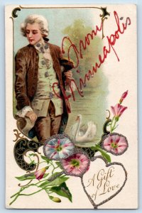 Minneapolis Minnesota MN Postcard Valentine Colonial Flowers Swan Winsch Back