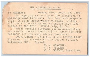 1899 The Commercial Club Excursion to Hastings Omaha Nebraska NE PMC Postal Card