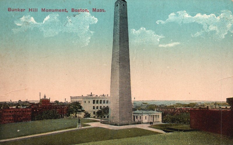 Vintage Postcard 1910's Bunker Hill Monument Landmark Boston Massachusetts MA