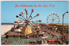 1960s WILDWOOD NEW JERSEY MARINE PIER AMUSEMENT PARK RIDES FERRIS WHEEL POSTCARD