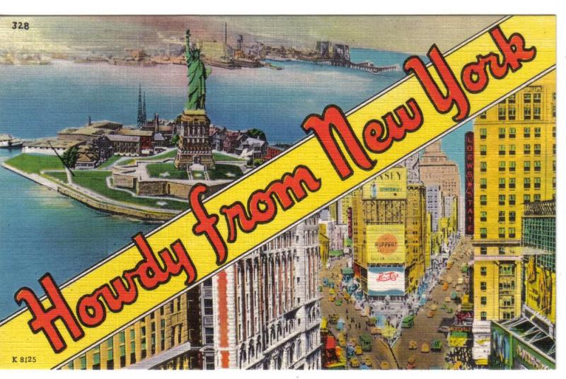 Howdy from New York Large Letter Linen Postcard
