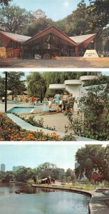 3~Postcards Chicago, IL Illinois LINCOLN PARK CHILDREN'S ZOO Entrance~Pond~Farm