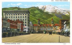 Pike's Peak Avenue Colorado Springs CO Vintage Postcard D21