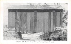 C34/ Columbiana County Ohio Postcard c50s Covered Bridge Church Hill Road