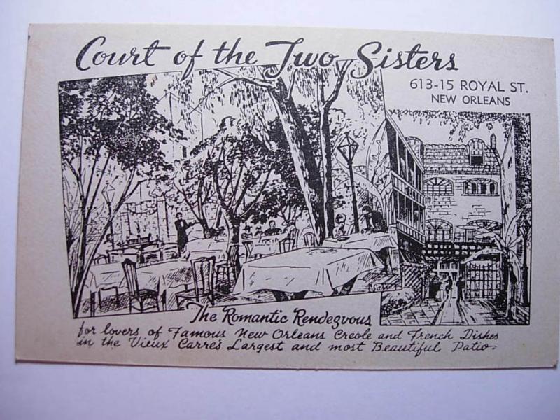 Vintage COURT OF TWO SISTERS RESTAURANT New Orleans Louisiana LA Card y9435-22