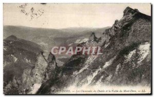 Old Postcard Le Mont Dore The Devil's Chimney and Mont Dore Vallee