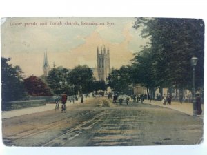 Antique Postcard Lower Parade and Parish Church Leamington Spa 1904