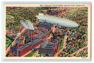 Us Navy Airship Zeppelin Over Goodyear Tire Plant Akron OH Ohio Postcard (FP5)