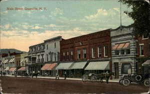 Granville New York NY Main Street Horse and Buggy c1910 Vintage Postcard